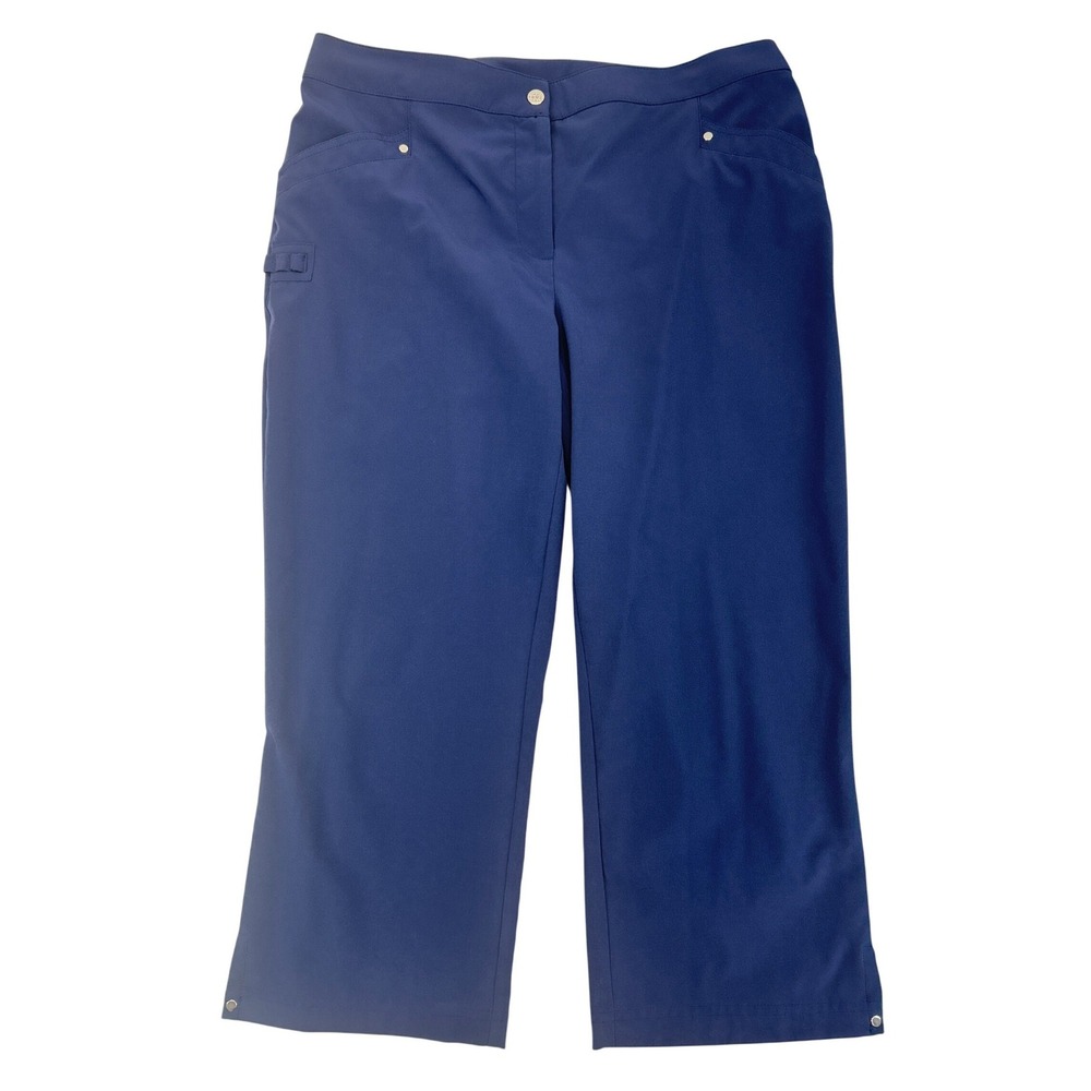Zenergy Golf Chico's Pants Women 1 Navy Blue Crop Straight Leg Stretch Active